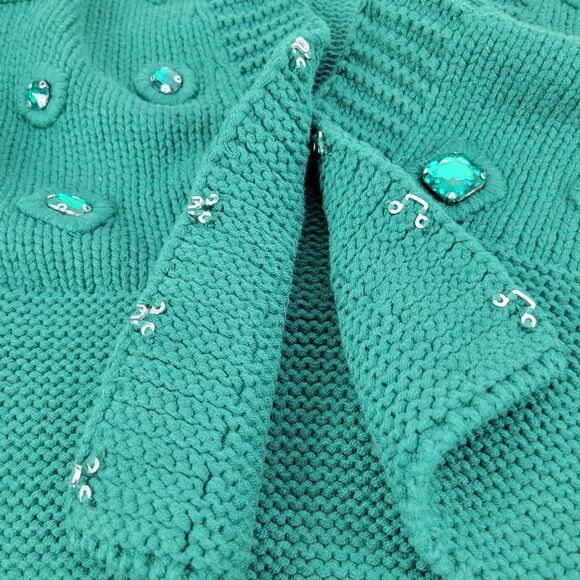 Boston Proper Cardigan Sweater Jeweled Emerald Green Women's size Large NWT - Picture 3 of 12
